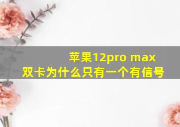 苹果12pro max双卡为什么只有一个有信号